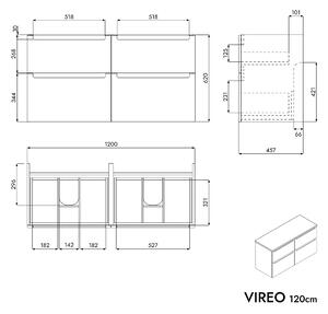 Koupelnová skříňka pod umyvadlo VIREO 120 cm