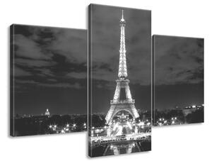 Gario 3 dílný obraz na plátně Eiffelova věž černo-bílá Velikost: 90 x 60 cm