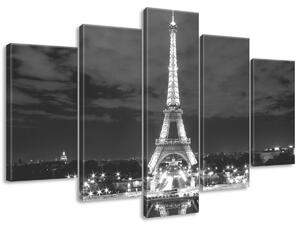 Gario 5 dílný obraz na plátně Eiffelova věž černo-bílá Velikost: 100 x 63 cm