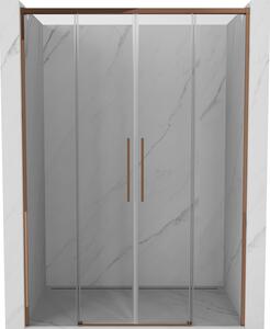 Mexen Rox, posuvné sprchové dveře 140 cm, 8mm čiré sklo, růžové zlato profil, 8C2-140-002-60-00