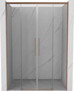 Mexen Rox, posuvné sprchové dveře 140 cm, 8mm čiré sklo, měděný matný profil, 8C2-140-002-65-00
