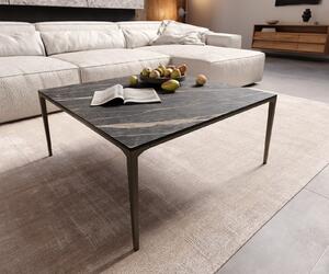 DELIFE Konferenční stolek Levente 85x85 cm keramika Laminam® Noir Desir hnědá podnož kov titanová barva