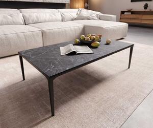 DELIFE Konferenční stolek Levente 110x60 cm keramika Laminam® Nero Greco antracitová podnož kov černá