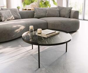 DELIFE Konferenční stolek Torell 80x80 cm keramika Laminam®Noir Desir hnědá kovový rám titanový efektový povrch