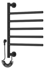 Gamma Awry, elektrický koupelnový radiátor s otočnými rameny 516x622 mm, 75W, černá, GMA-AWRY-622516-BK