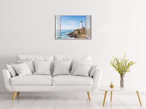 Obrazy na plátně Okno dokořán Maják na pobřeží Rozměry: 90 x 60 cm