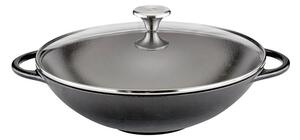 Litinová wok pánev s poklicí, 30 cm - Küchenprofi