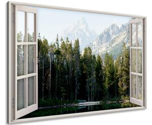 Obrazy na plátně Okno dokořán Lesní jezero Velikost: 90 x 60 cm