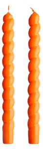 TWISTED Sada lesklých svíček 2 ks 25,5 cm - oranžová