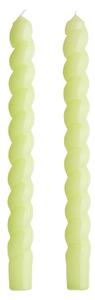 TWISTED Sada lesklých svíček 2 ks 25,5 cm - zelená
