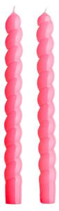 TWISTED Sada lesklých svíček 2 ks 25,5 cm - růžová