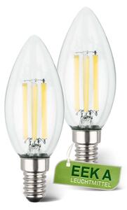 BRILONER EEK A 2ks sada E14 LED žárovka, třída A, Filament, 50.000h, 840lm, 4W, teple bílé světlo, svíčka 0553004