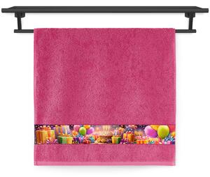 Ručník Veba NORA tisk Narozeninová párty sytá růžová Velikost: 50x100 cm