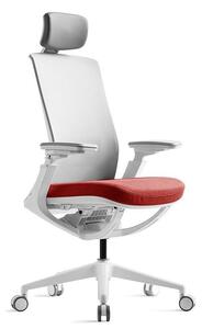 Kancelářská ergonomická židle ROLY White — síť, látka, bílá / více barev Červená