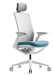 Kancelářská ergonomická židle ROLY White — síť, látka, bílá / více barev Světle modrá