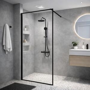 Erga Paris, sprchová zástěna Walk-In 70x200 cm v černém rámu, 8mm čiré sklo, černý profil, ERG-V02-PARIS-070x200-BF