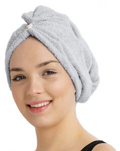 Rychleschnoucí froté turban na vlasy světle šedá