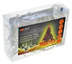 SOLIGHT LED vánoční řetěz - hvězdy, 1,5m, 10 LED, 2 x AA, bílé světlo