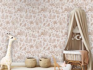 FUGU Designová dětská tapeta s liškami – Fun Foxes Sepia Materiál: Digitální eko vlies - klasická tapeta nesamolepicí