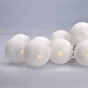 SOLIGHT LED řetěz vánoční koule bavlněné, 10LED, 1m, 2x AA, IP20