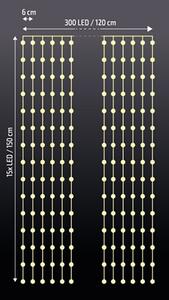 SOLIGHT LED vánoční závěs okenní, stříbrný, 300x mini LED, 1,2x1,5m, časovač, 8 funkcí, USB, IP20