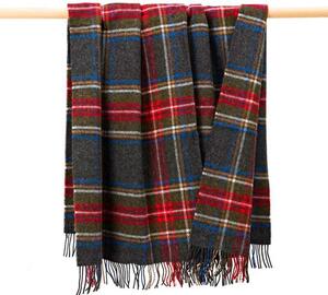 Deka z ovčí vlny Grey Red Stewart Plaid 182 x 137 cm John Hanly
