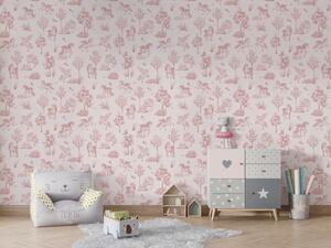 FUGU Dětská tapeta Jednorožci v kouzelném lese – Amazing Unicorns Pink-white Materiál: Digitální eko vlies - klasická tapeta nesamolepicí