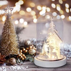 SOLIGHT LED vánoční dekorace, zasněžená krajina s domkem, 18cm, 10x LED, 2x AAA