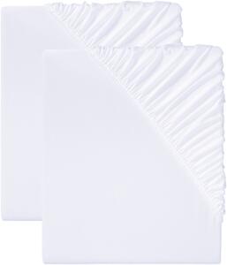 Livarno home Sada žerzejových napínacích prostěradel, 90-100 x 200 cm, bílá, 2dílná (800009155)