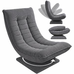 Deuba Relaxační manšestrové křeslo - šedé