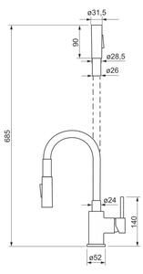 ALVEUS KI112111 - Dřezová baterie s flexibilním ramínkem BEA 47 cm chrom/černá