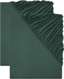 Livarno home Sada žerzejových napínacích prostěradel, 90-100 x 200 cm, zelená, 2dílná (800009163)