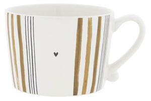 Bastion Collections hrnek LITTLE STRIPES 240 ml, bílý/hnědý/černý