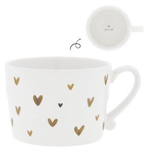 Bastion Collections hrnek LITTLE HEARTS 240 ml, bílý/hnědý