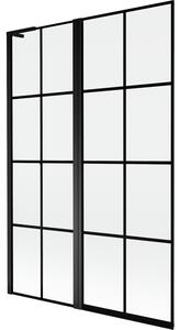 Mexen Mist L, 2-křídlová vanová zástěna, levá 120 x 150 cm, černá mřížka, černá - 8A9L-120-011-70-77-L