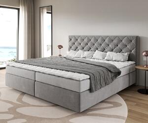 DELIFE Boxspring postel Dream-Great mikrovlákno šedá 200x200 cm Bonell-matrace PU-topper