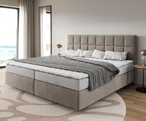 DELIFE Boxspring postel Dream-Fine mikrovlákno béžová 200x200 cm bonellová matrace PU topper