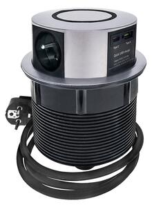 SOLIGHT 3z + USB A+C 20W PD, Wireless 10W, výsuvný blok zásuvek, 2m, stříbrný