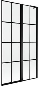 Mexen Mist L, 2-křídlová vanová zástěna, pravá 100 x 150 cm, černá mřížka, černá - 8A9L-100-011-70-77-P