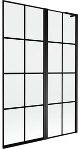 Mexen Mist L, 2-křídlová vanová zástěna, pravá 120 x 150 cm, černá mřížka, černá - 8A9L-120-011-70-77-P