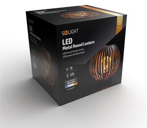 SOLIGHT Kovová kulatá lucerna se žárovkou micro LED, teplá bílá, měděná, 3xAA, 19cm