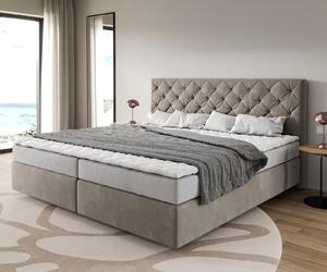 DELIFE Boxspring postel Dream-Great mikrovlákno béžová 200x200 cm Bonell-matrace PU-topper