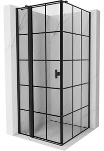 Mexen Mist T, sprchový kout s křídlovými dveřmi, levý, 70 x 70 cm, 8mm čiré sklo, černý profil, 8A4T-070-070-70-77-L