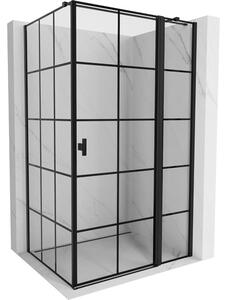 Mexen Mist T, sprchový kout s křídlovými dveřmi, pravý, 70 x 75 cm, 8mm čiré sklo, černý profil, 8A4T-075-070-70-77-P
