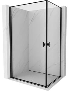 Mexen Mist-B Duo, 2-křídlý ​​výklopný sprchový kout 70 x 80 cm, čiré sklo-černý rám, 8A2-070L-080P-70-70