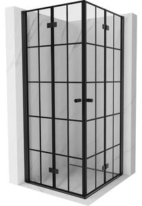Mexen Mist-F Duo, skládací sprchový kout 70 x 70 cm, čiré sklo-černá mřížka, 8A6-070L-070P-70-77
