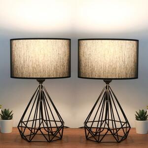 Sada 2 stolních lamp, 41 x 24 x 15 cm, černé