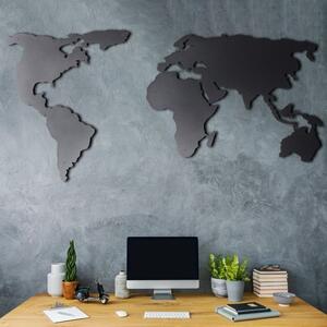 Mapa světa na zeď, 60 x 120 cm, černý kov