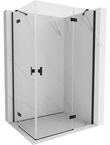 Mexen Mist-H Duo, 2-křídlý ​​výklopný sprchový kout 70 x 75 cm, čiré sklo, černý profil, 8A5-070L-075P-70-00