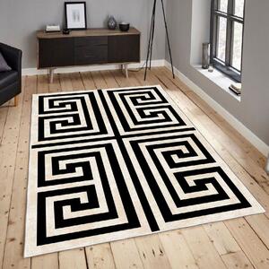 Pletený koberec s geometrickým vzorem, 100 x 300 cm, béžový